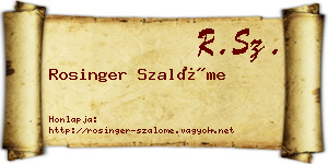 Rosinger Szalóme névjegykártya
